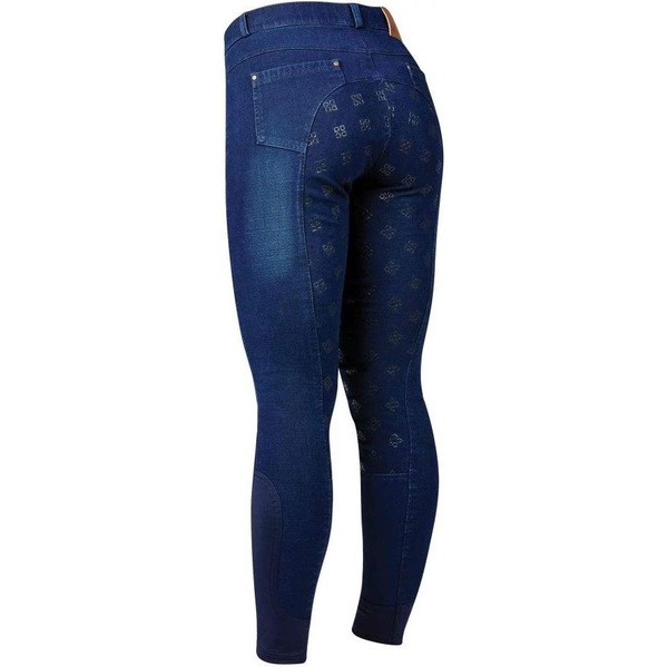 Dublin Womens Shona Full Grip Silicone Print Denim Breeches 1002015002 - Denim